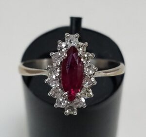 Vintage 18k White Gold .59ct Ruby .42ctw Diamond Ring