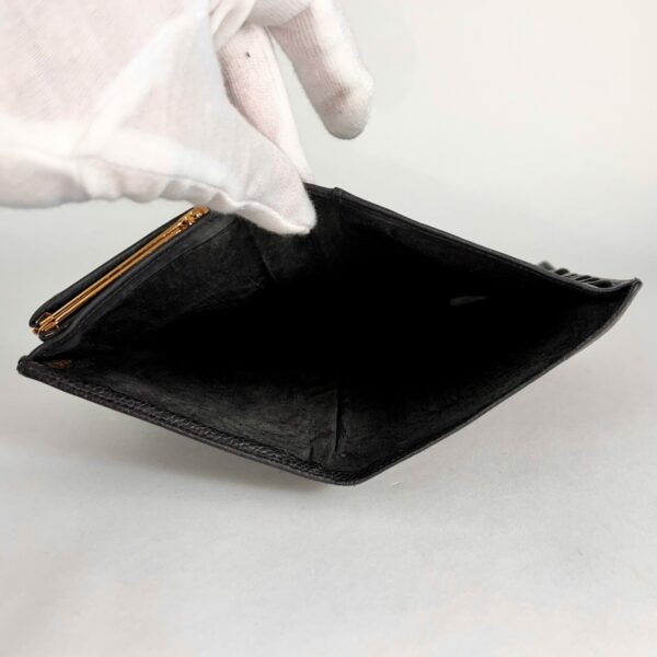 Vintage Chanel Black Caviar Leather CC Logo Bifold Kisslock Long Wallet - Image 12