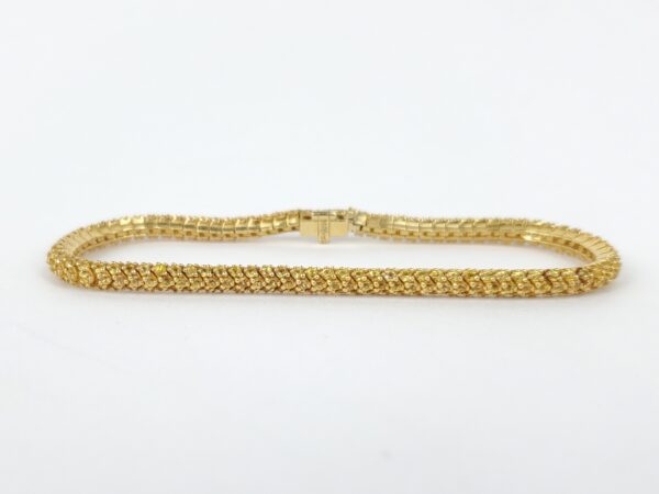 Yvel 18k Yellow Gold 5.22ct Yellow Sapphire 3-Row Prong Set Tennis Bracelet 7'' - Image 7
