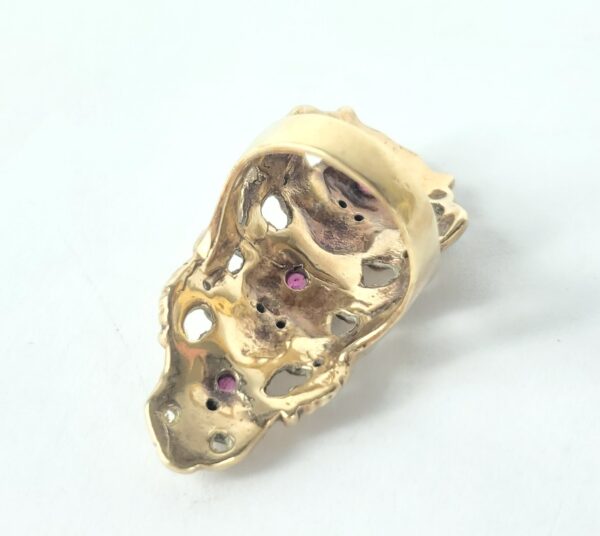 10k 14k Yellow Gold Vintage Natural Diamond Ruby 3 Face Shield Dinner Ring - Image 8