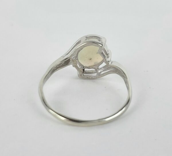 10k White Gold Oval Cut Cabochon Natural Opal Solitaire Ring 6'' - Image 9