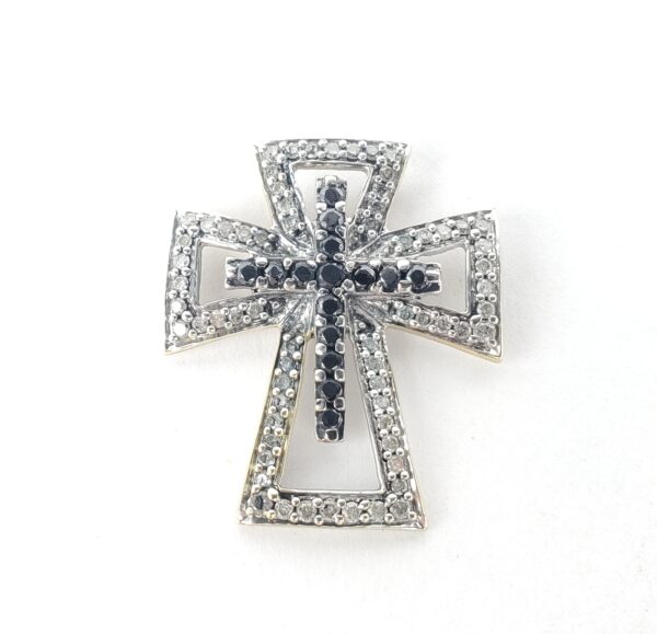 14k Multi-Tone Gold Diamond Christian Catholic Cross Slider Drop Pendant 1'' - Image 3