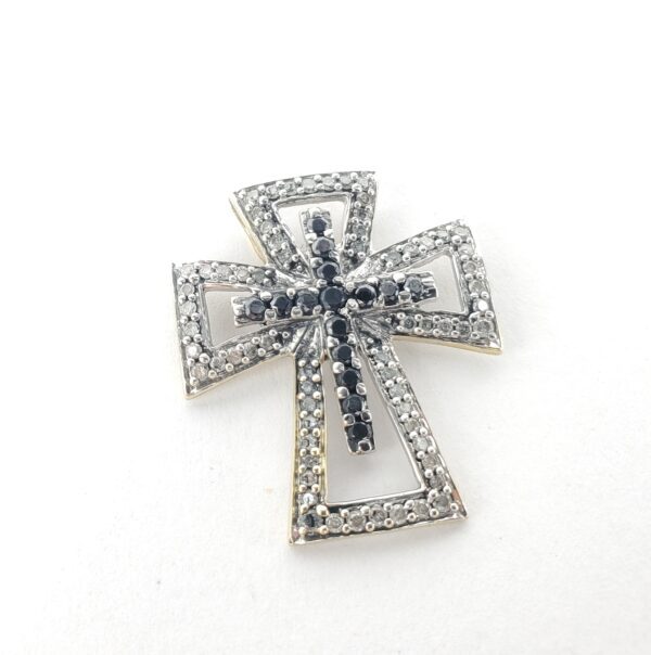 14k Multi-Tone Gold Diamond Christian Catholic Cross Slider Drop Pendant 1'' - Image 4