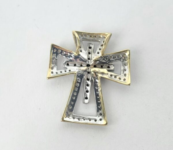 14k Multi-Tone Gold Diamond Christian Catholic Cross Slider Drop Pendant 1'' - Image 5