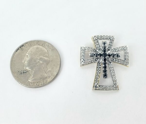14k Multi-Tone Gold Diamond Christian Catholic Cross Slider Drop Pendant 1'' - Image 6