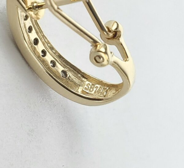 14k Multi-Tone Gold Diamond Latch Omega Leverback Huggie Style Earrings 3/4'' - Image 7