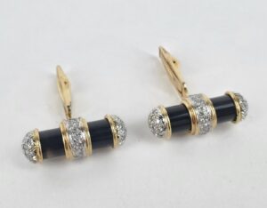 14k Multi Tone Yellow White Gold 1.40ctw Pave Diamond Bar Cufflinks 1 1/8''
