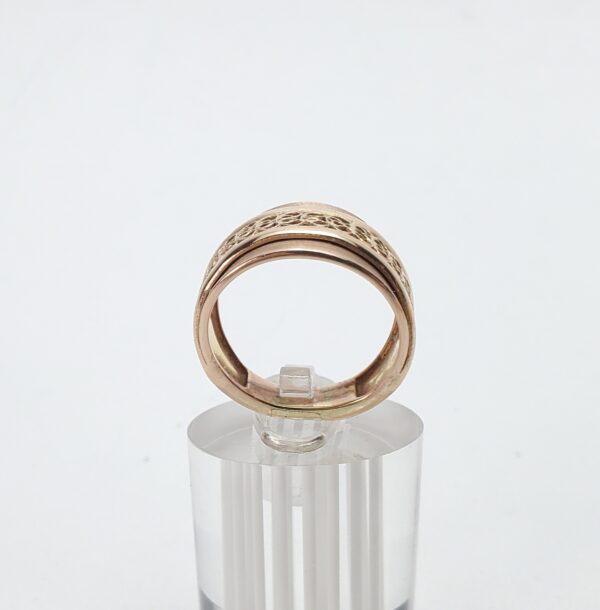 14k Rose Gold 16.45mm Tapered Cigar Band Textured Filigree Style Ring 8'' - Image 8