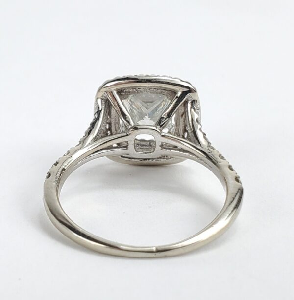 14k White Gold 1.32ctw Princess Natural Diamond Double Halo Engagement Ring 6'' - Image 6