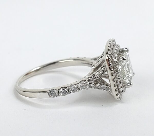 14k White Gold 1.32ctw Princess Natural Diamond Double Halo Engagement Ring 6'' - Image 8