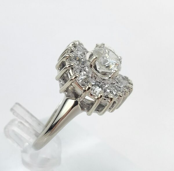 14k White Gold 2.00c Round Brilliant Pear Shape Diamond Cluster Band Ring 6.5'' - Image 6