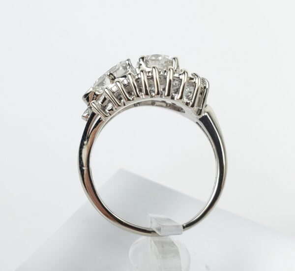14k White Gold 2.00c Round Brilliant Pear Shape Diamond Cluster Band Ring 6.5'' - Image 8