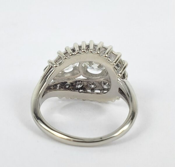 14k White Gold 2.00c Round Brilliant Pear Shape Diamond Cluster Band Ring 6.5'' - Image 9