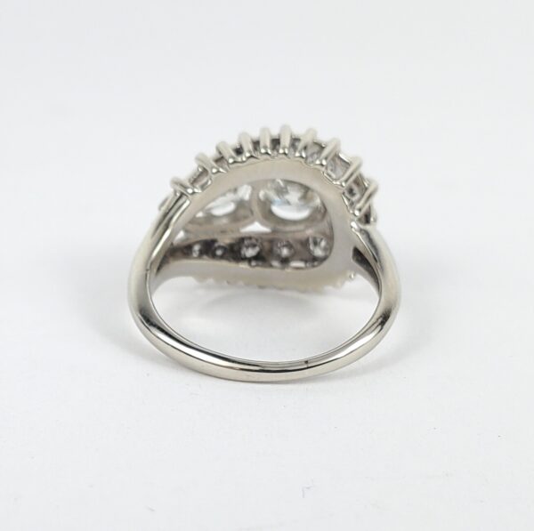 14k White Gold 2.00c Round Brilliant Pear Shape Diamond Cluster Band Ring 6.5'' - Image 10