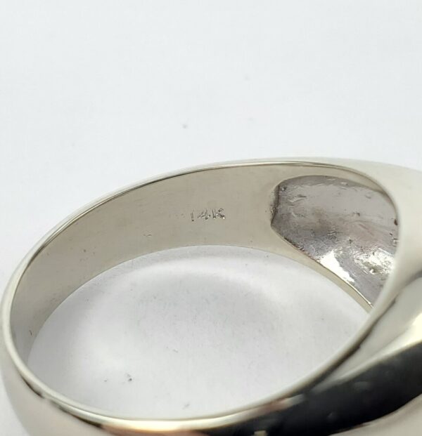 14k White Gold 3.70ctw Cats Eye Chrysoberyl Cabochon Diamond Mens Ring 10.25'' - Image 13