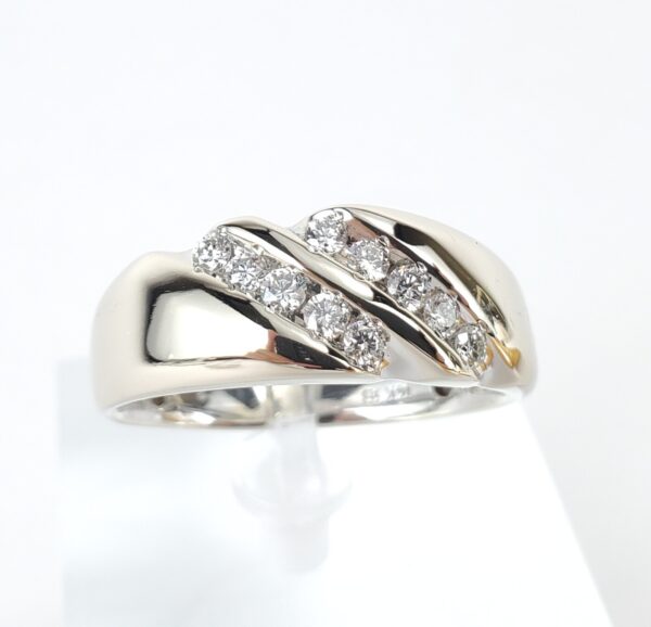 14k White Gold .40ctw Natural Diamond Channel Set Large Mens Band Ring 13'' - Image 3