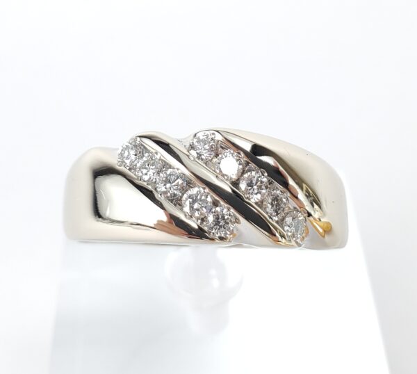 14k White Gold .40ctw Natural Diamond Channel Set Large Mens Band Ring 13'' - Image 4