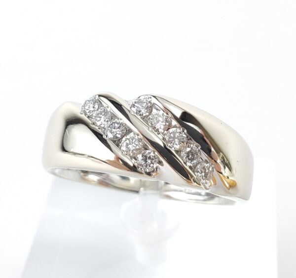 14k White Gold .40ctw Natural Diamond Channel Set Large Mens Band Ring 13''