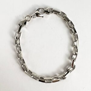 14k White Gold 5.5mm Rectangular Rolo Link Bracelet 8.25''