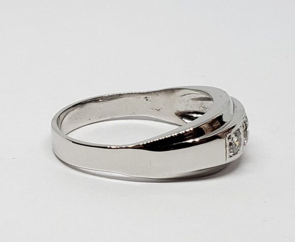 14k White Gold .85ctw H VS/SI Natural Diamond Three 3 Stone Men's Ring 15.5'' - Image 7