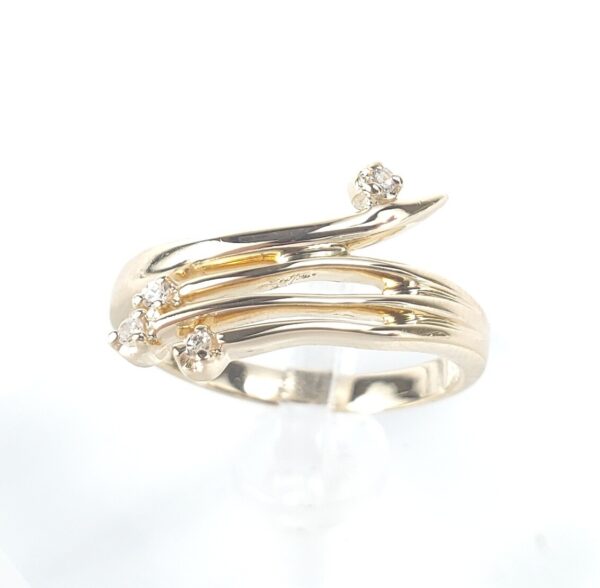 14k Yellow Gold .04ct Diamond Crossover Style Band Ring 5.75'' - Image 3