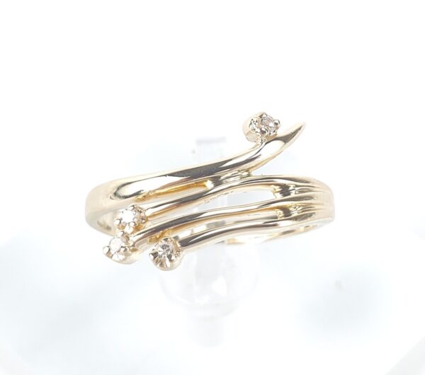 14k Yellow Gold .04ct Diamond Crossover Style Band Ring 5.75''