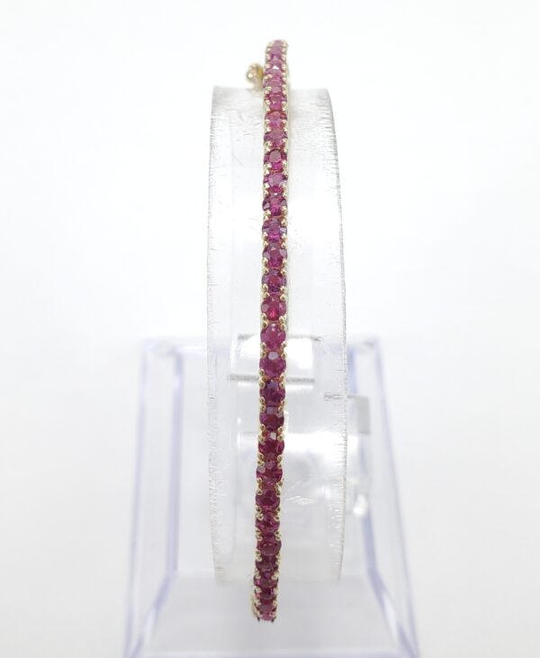 14k Yellow Gold 1.25ctw Natural Pave Ruby Pink Sapphire Hinged Bangle Bracelet - Image 3