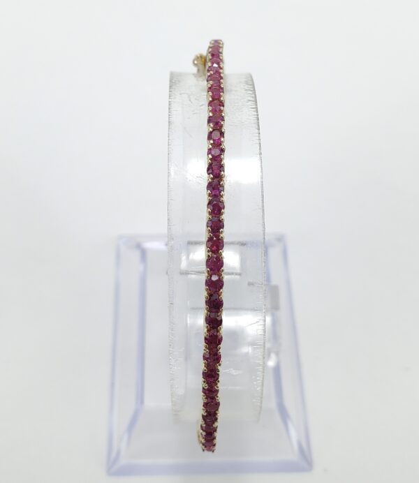 14k Yellow Gold 1.25ctw Natural Pave Ruby Pink Sapphire Hinged Bangle Bracelet - Image 5