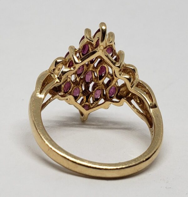 14k Yellow Gold 1.40ctw Natural Marquise Ruby Cocktail Cluster Ring - Image 7
