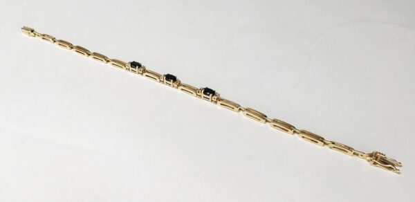 14k Yellow Gold 1.83ctw Natural Blue Sapphire Diamond Unique Bracelet 7 5/8'' - Image 3
