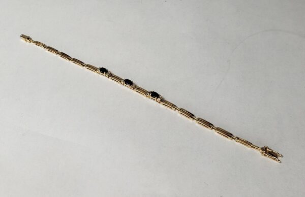 14k Yellow Gold 1.83ctw Natural Blue Sapphire Diamond Unique Bracelet 7 5/8'' - Image 5