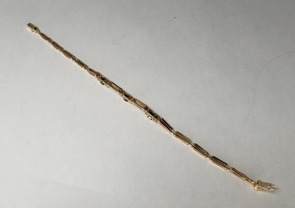 14k Yellow Gold 1.83ctw Natural Blue Sapphire Diamond Unique Bracelet 7 5/8'' - Image 6