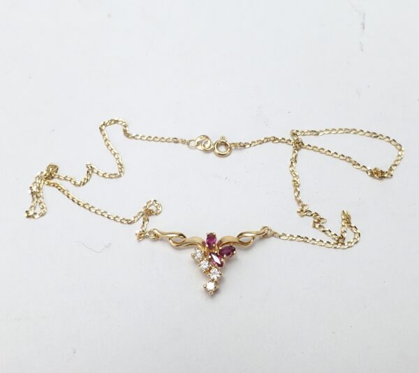 14k Yellow Gold .50ctw Natural Ruby Diamond Centerpiece Pendant Necklace 17'' - Image 5