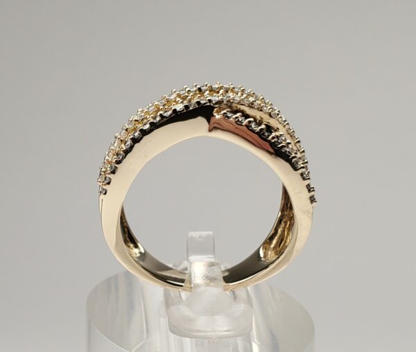 14k Yellow Gold Champagne Diamond Yellow Sapphire X Crossover Pave Band Ring - Image 8