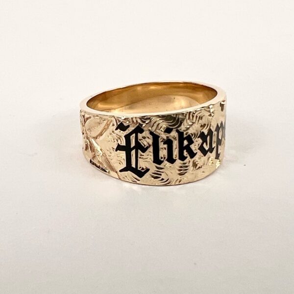 14k Yellow Gold "Elikapeka" Hawaiian 10mm Name Ring 7'' - Image 4