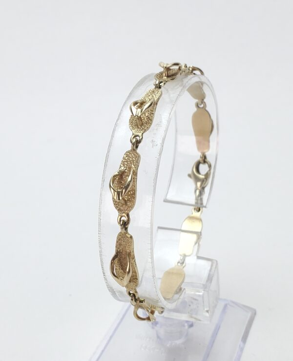 14k Yellow Gold Flip-Flops Sandals Ocean Beach Salt Life Nautical Bracelet 7 1/8 - Image 3