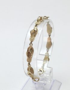 14k Yellow Gold Flip-Flops Sandals Ocean Beach Salt Life Nautical Bracelet 7 1/8