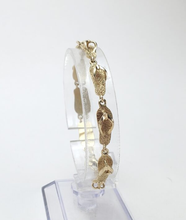 14k Yellow Gold Flip-Flops Sandals Ocean Beach Salt Life Nautical Bracelet 7 1/8 - Image 4