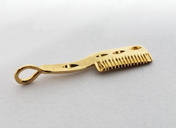 14k Yellow Gold Hair Brush Comb Cosmetic Hairdresser Small Charm Pendant