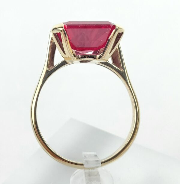 14k Yellow Gold Kite Triangle Shape Lab Grown Unique Ruby Cocktail Ring 9'' - Image 7
