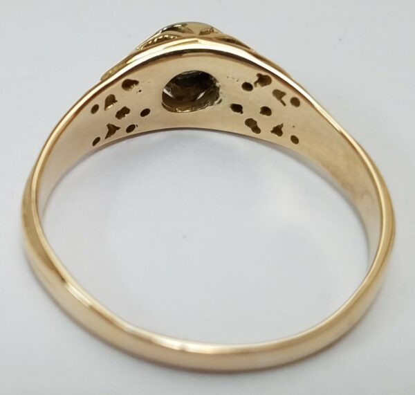 14k Yellow Gold Old Miner / European Diamond Filigree Men's Ladies Unisex Ring - Image 5