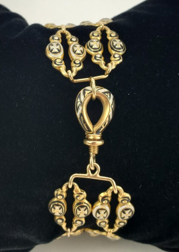 18k 14k Yellow Gold Gothic Victorian Converted Multi Strand Enamel Bracelet 7.5' - Image 5