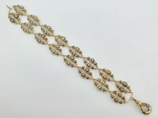 18k 14k Yellow Gold Gothic Victorian Converted Multi Strand Enamel Bracelet 7.5' - Image 7