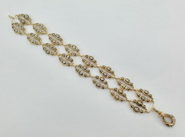 18k 14k Yellow Gold Gothic Victorian Converted Multi Strand Enamel Bracelet 7.5' - Image 8