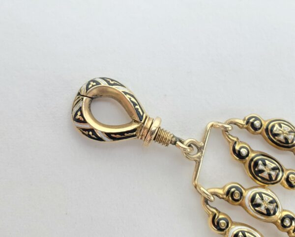 18k 14k Yellow Gold Gothic Victorian Converted Multi Strand Enamel Bracelet 7.5' - Image 9