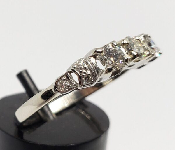 18k White Gold Past Present Future Diamond Engagement Three 3 Stone Wedding Ring - Image 4