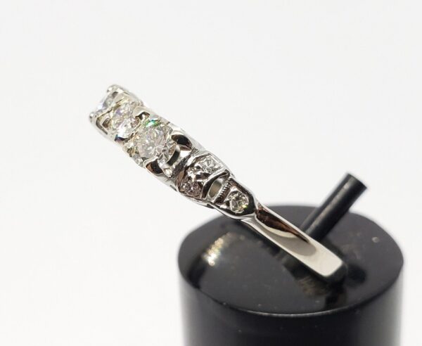 18k White Gold Past Present Future Diamond Engagement Three 3 Stone Wedding Ring - Image 5