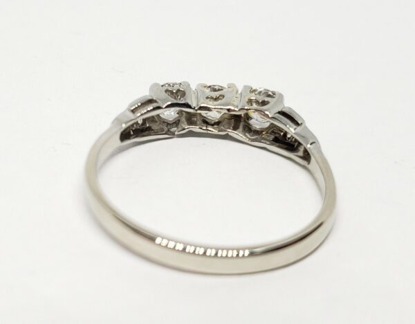18k White Gold Past Present Future Diamond Engagement Three 3 Stone Wedding Ring - Image 7