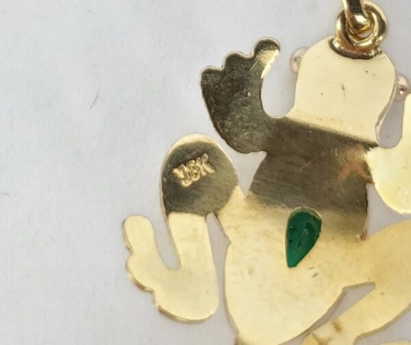 18k Yellow Gold .15ctw Natural Pear Shape Emerald Frop Drop Pendant 1 1/8'' - Image 10