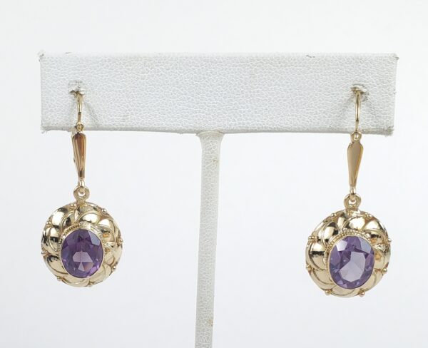 18k Yellow Gold 6.25ctw Lab Grown Color Changing Sapphire Drop Dangle Earrings - Image 3